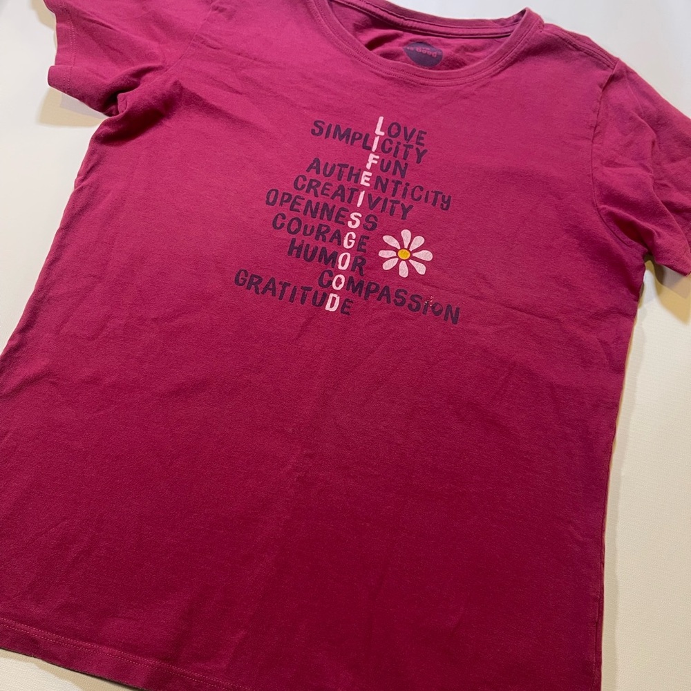 Life Is Good Deep Magenta Fitted Short Sleeve Tee